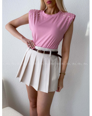 Mini skladaná skort sukňa béžová AB 104 Mini skladaná skort sukňa béžová AB 104