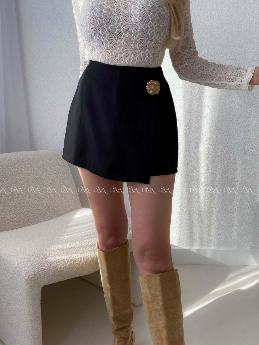 Mini skort sukňa so sponou čierna AB 103