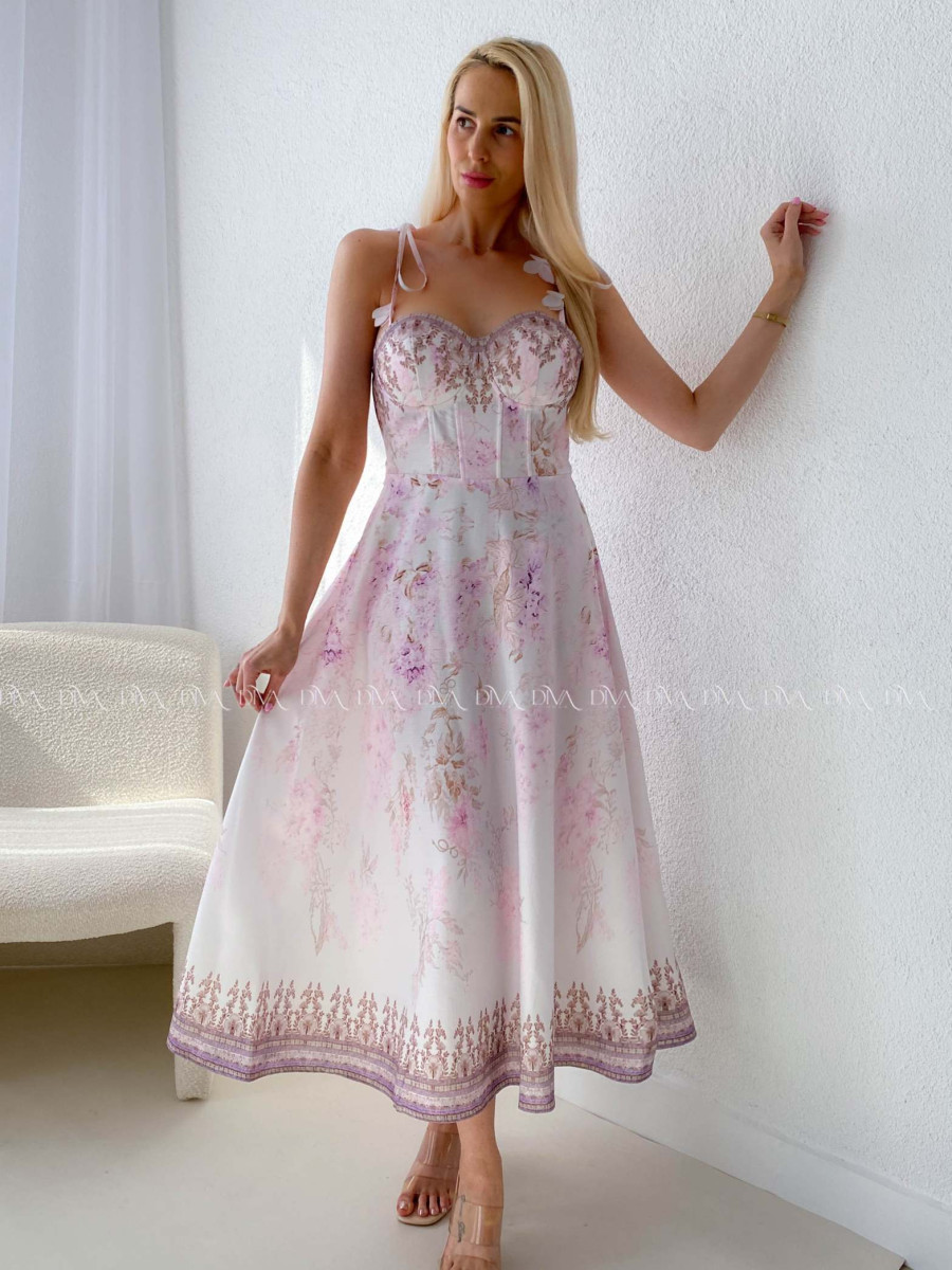 Elegantné kvetované šaty na tenké ramienka Donna AB 115 Elegantné kvetované šaty na tenké ramienka Donna AB 115