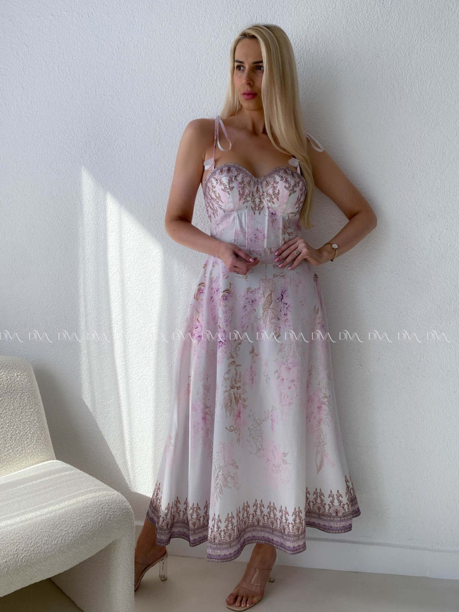 Elegantné kvetované šaty na tenké ramienka Donna AB 115 Elegantné kvetované šaty na tenké ramienka Donna AB 115