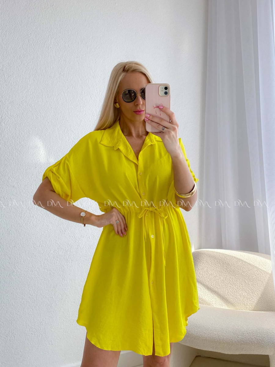 Košeľové šaty balerina žlté AB 124