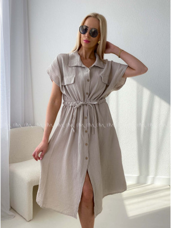 Mušelínové košeľové šaty Ria béžové AB 126
