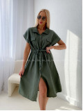 Mušelínové košeľové šaty Ria khaki zelené AB 126