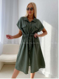 Mušelínové košeľové šaty Ria khaki zelené AB 126