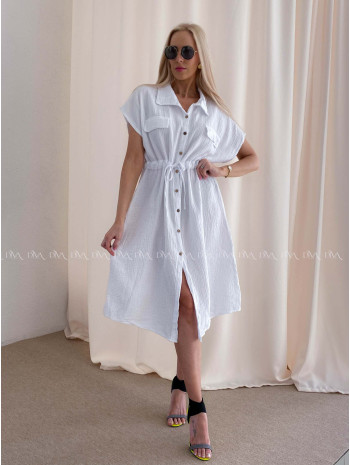Mušelínové košeľové šaty Ria biele AB 126