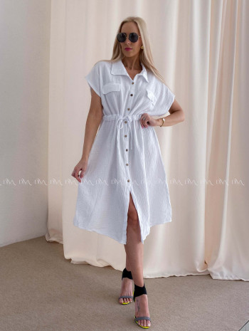 Mušelínové košeľové šaty Ria biele AB 126