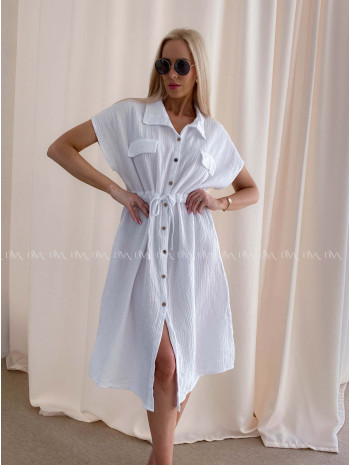 Mušelínové košeľové šaty Ria biele AB 126
