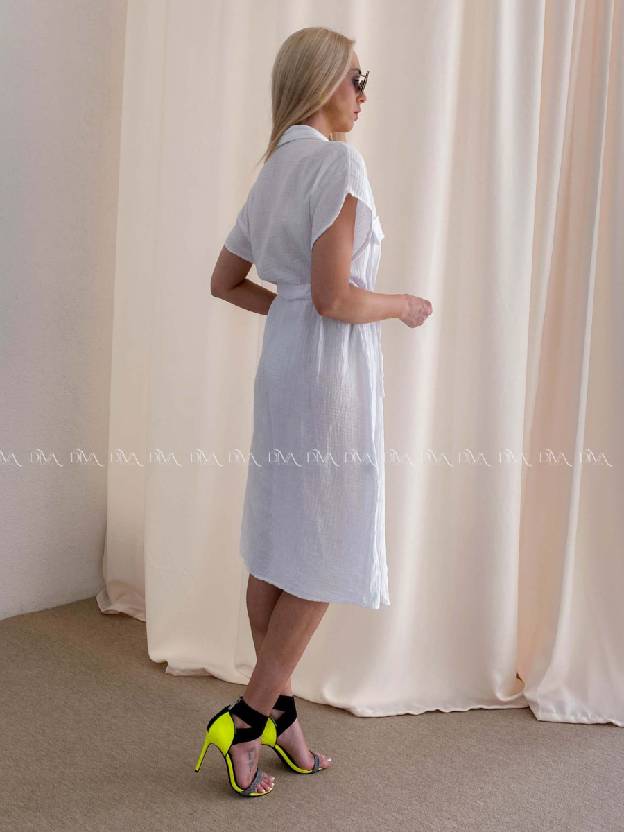 Mušelínové košeľové šaty Ria biele AB 126