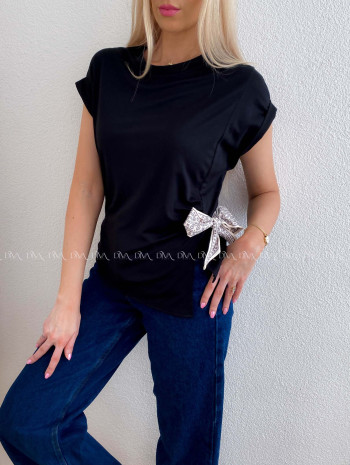 Tričko s mašľou čierne AB 118