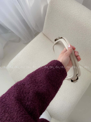 Bouclé bunda do pása vínová AB 60