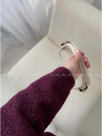 Bouclé bunda do pása vínová AB 60