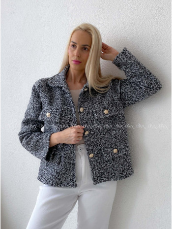 Bouclé bunda do pása striekaná AB 60