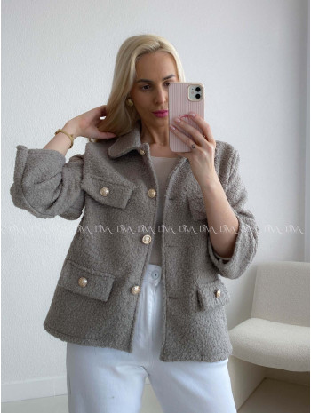 Bouclé bunda do pása piesková AB 60