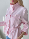 Semišová bunda so sťahovaním v páse baby pink AB 233