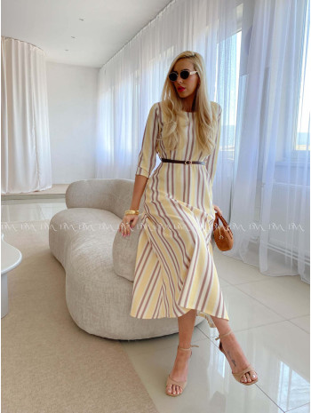 Pruhované maxi šaty banánové AB 72