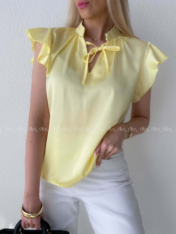 Saténová blúzka s volánikmi žltá AB 303