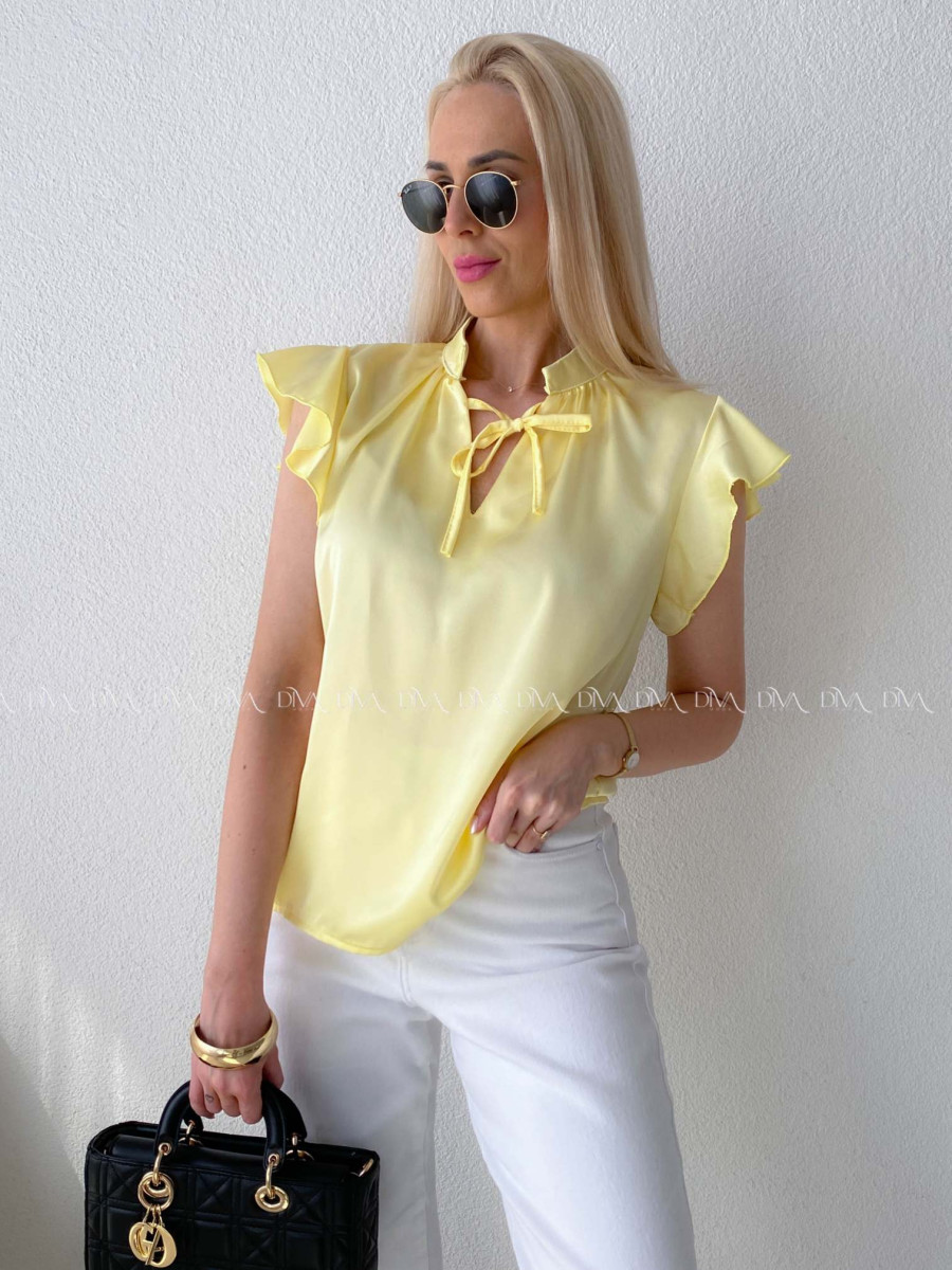 Saténová blúzka s volánikmi žltá AB 303