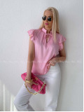 Saténová blúzka s volánikmi ružová AB 303