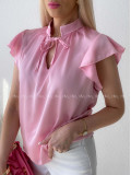 Saténová blúzka s volánikmi ružová AB 303