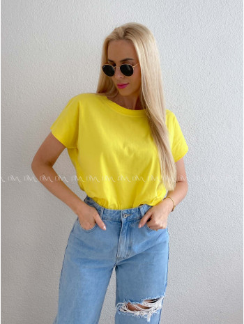 Bavlněné basic oversize tričko žluté AB 231