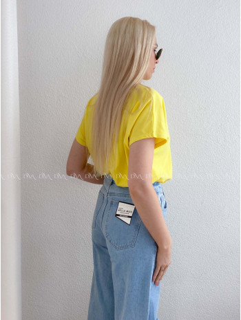 Bavlněné basic oversize tričko žluté AB 231