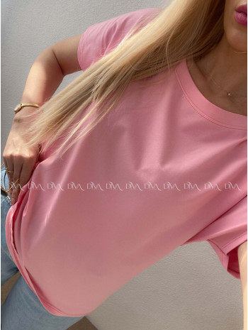 Bavlnené basic oversize tričko ružové AB 231