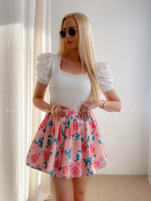 Top so saténovými puf rukávmi biely AB 301