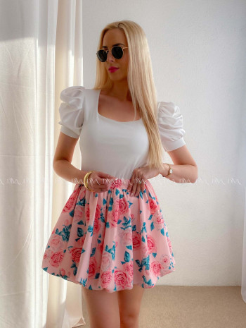 Top so saténovými puf rukávmi biely AB 301