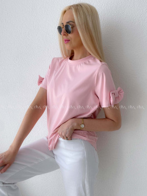 Tričko s mašľami na rukávoch baby pink AB 303