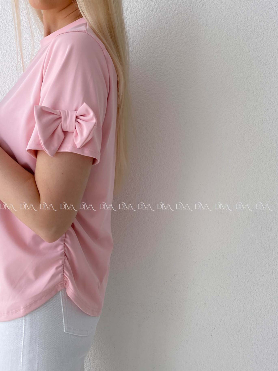 Tričko s mašľami na rukávoch baby pink AB 303