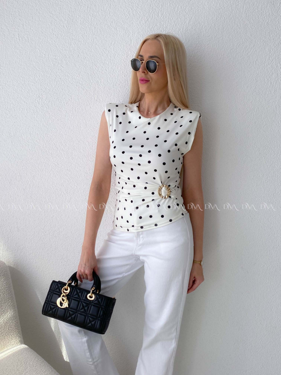 Top so sponou Dots smotanový AB 300