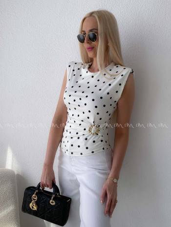 Top so sponou Dots smotanový AB 300