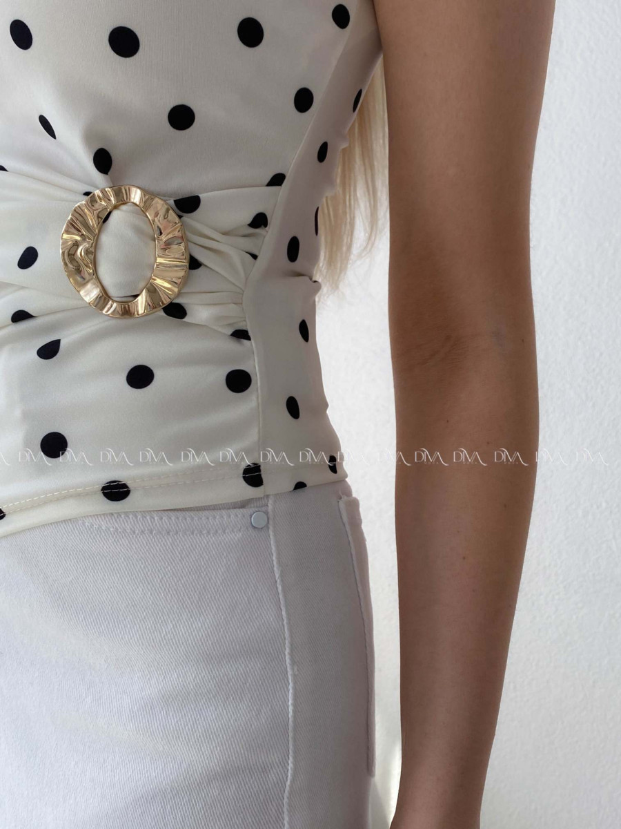 Top so sponou Dots smotanový AB 300