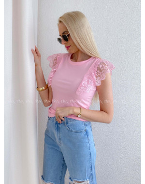 Tričko s volánikmi na ramenách ružové AB 230
