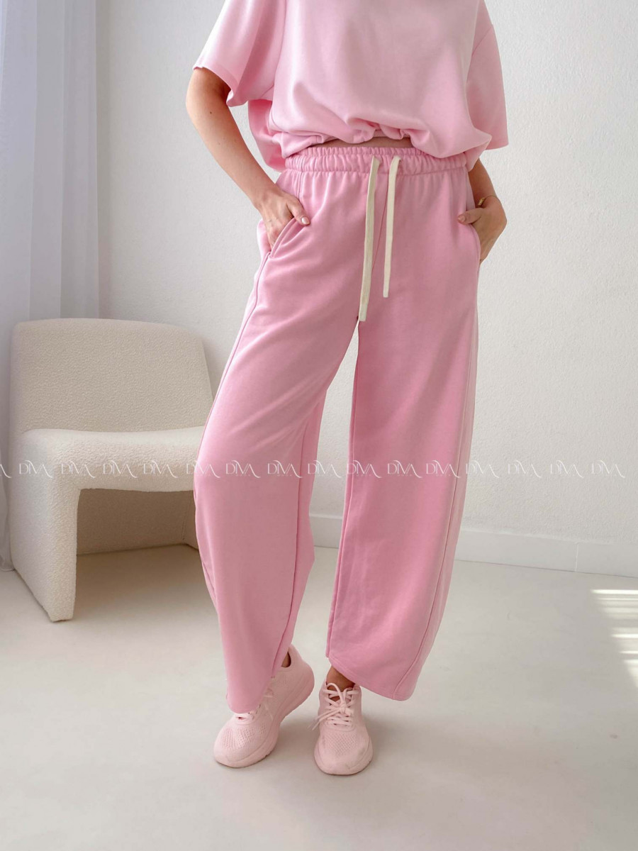 Bavlnené balónové tepláky ružové AB 23