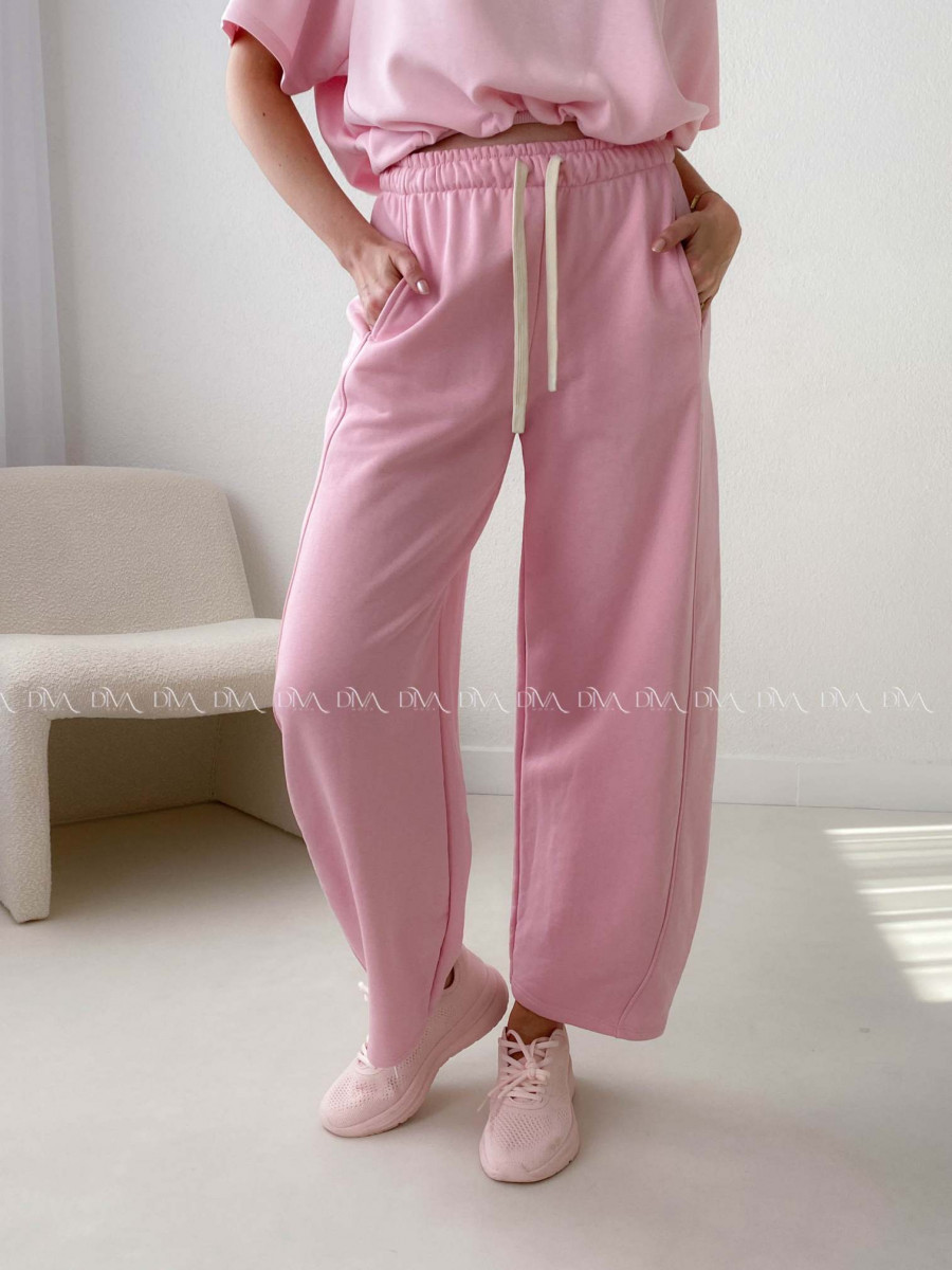 Bavlnené balónové tepláky ružové AB 23