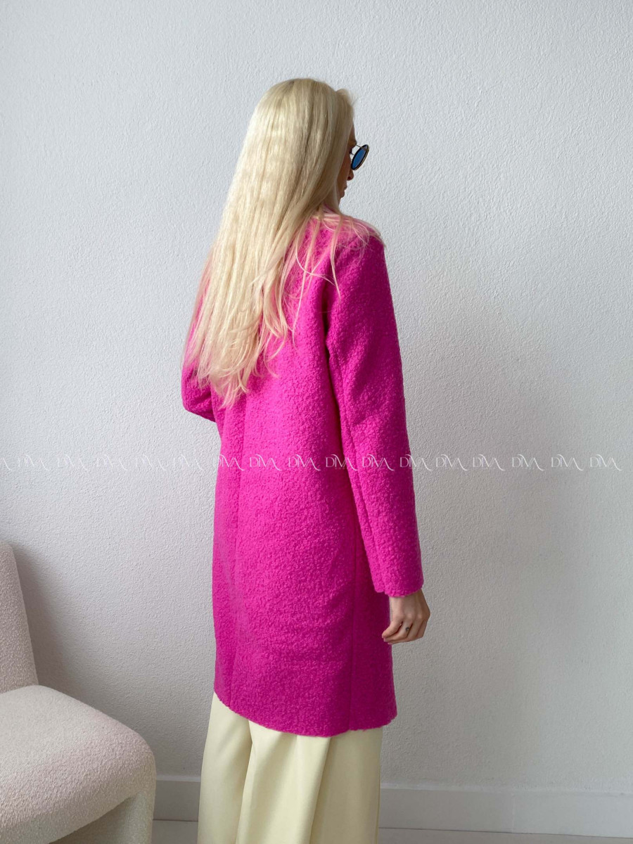  Bouclé midi kabát ružový AA 103
