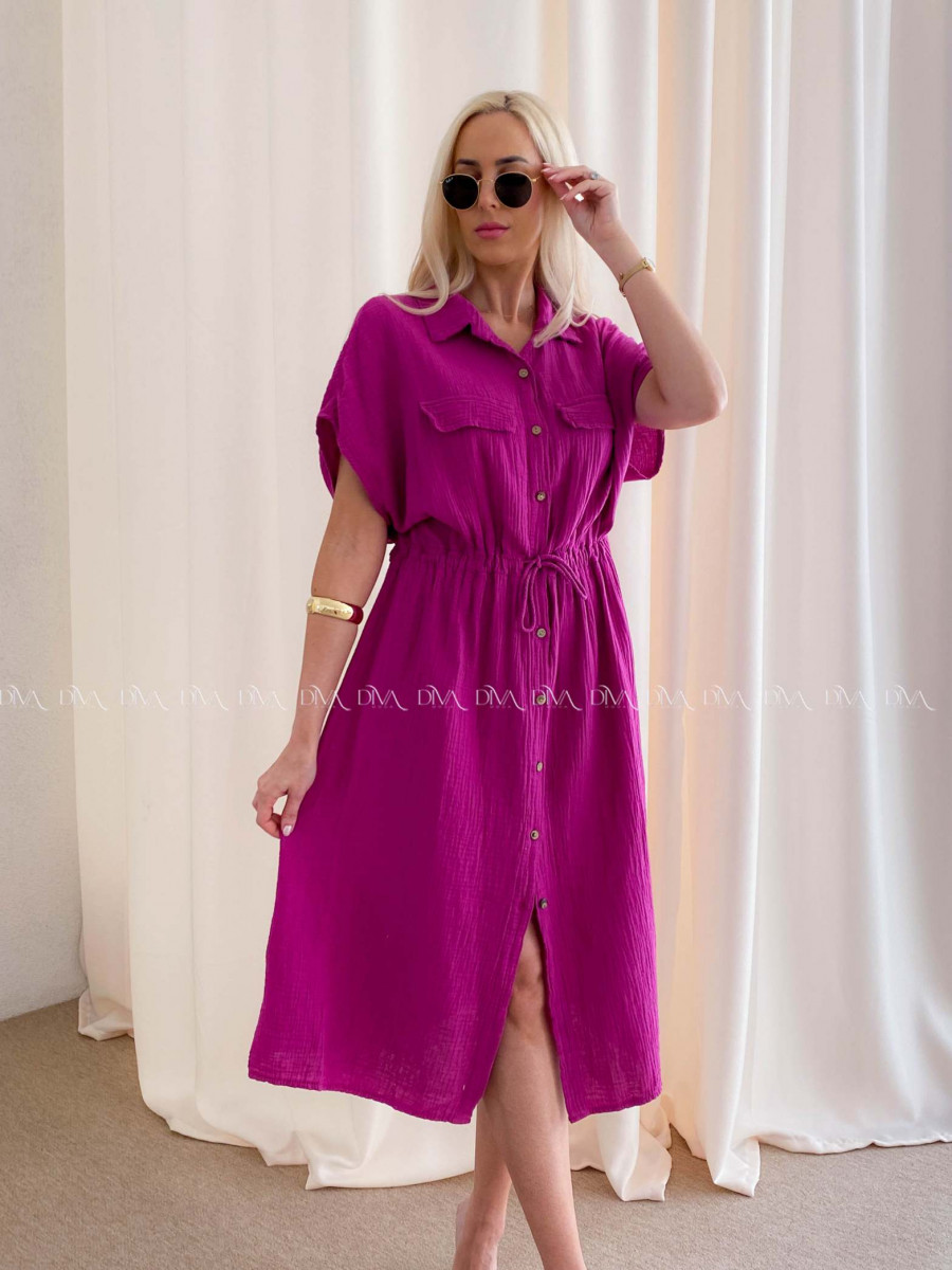 Mušelínové košeľové šaty Ria Magenta AB 126