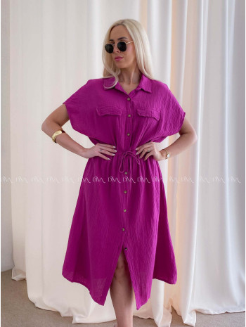 Mušelínové košeľové šaty Ria Magenta AB 126