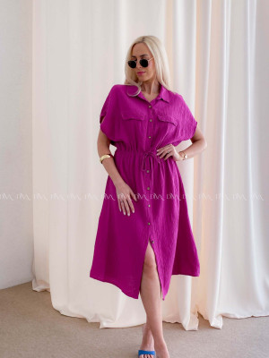 Mušelínové košeľové šaty Ria Magenta AB 126