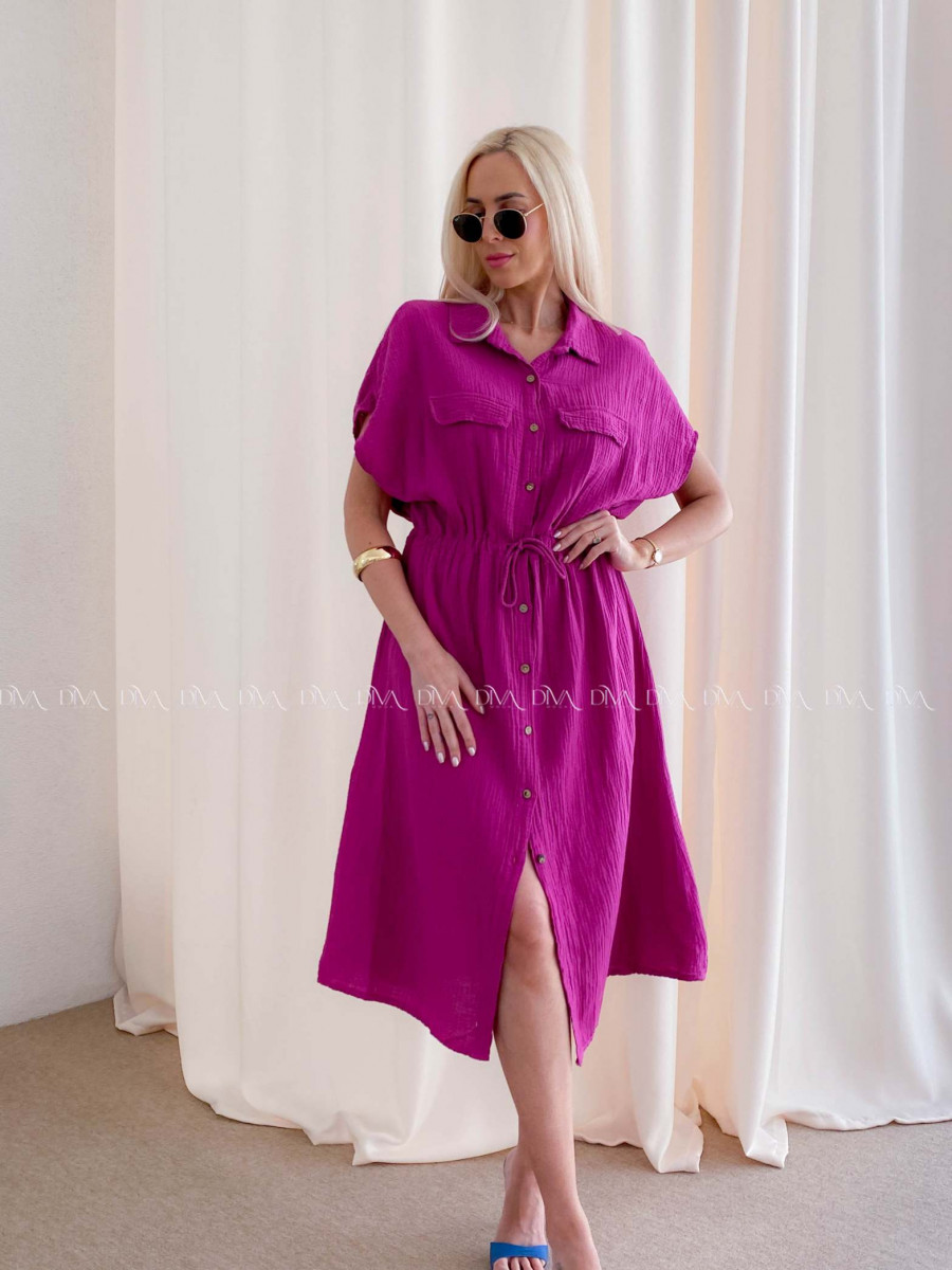 Mušelínové košeľové šaty Ria Magenta AB 126