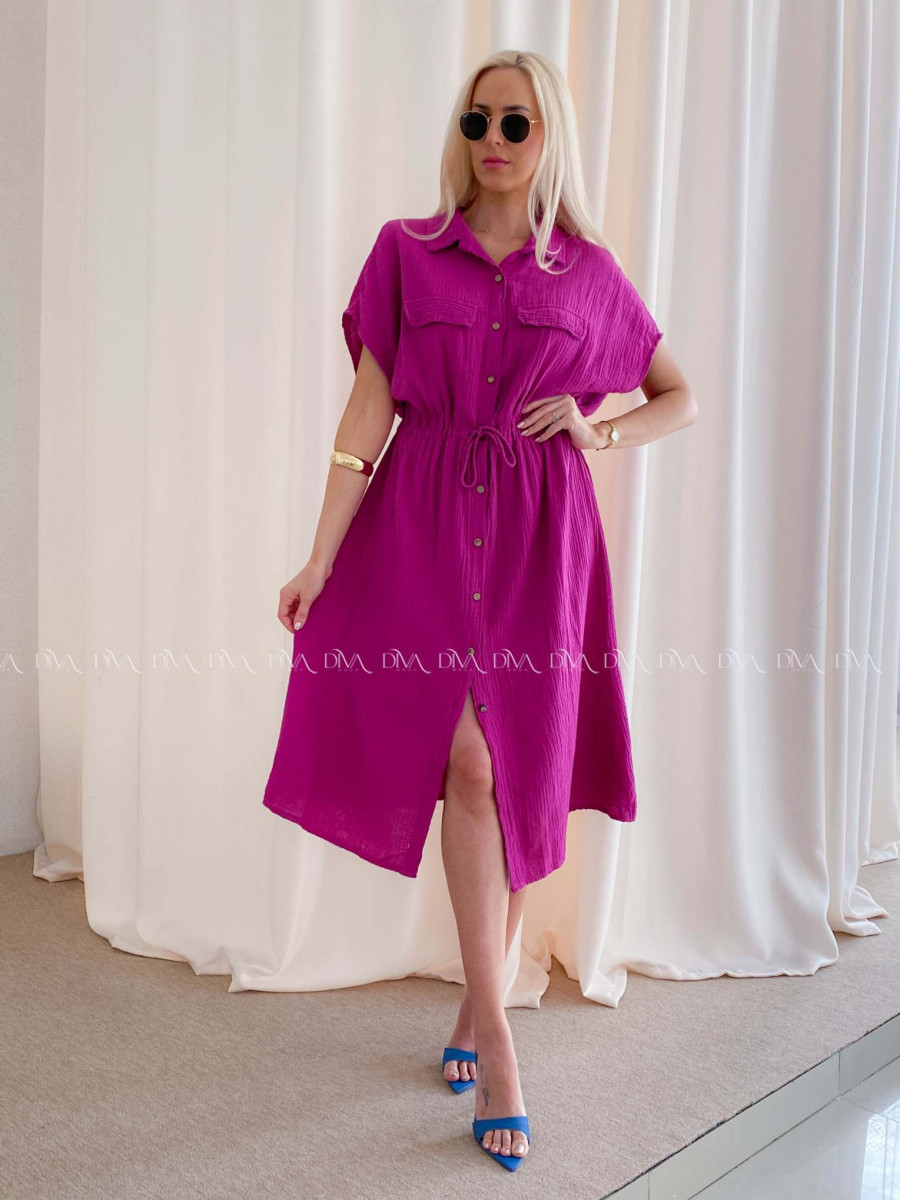 Mušelínové košeľové šaty Ria Magenta AB 126