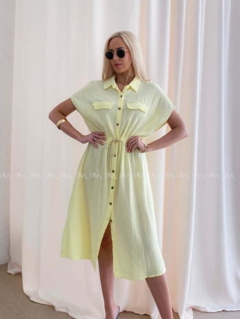 Mušelínové košeľové šaty Ria svetlo žlté AB 126