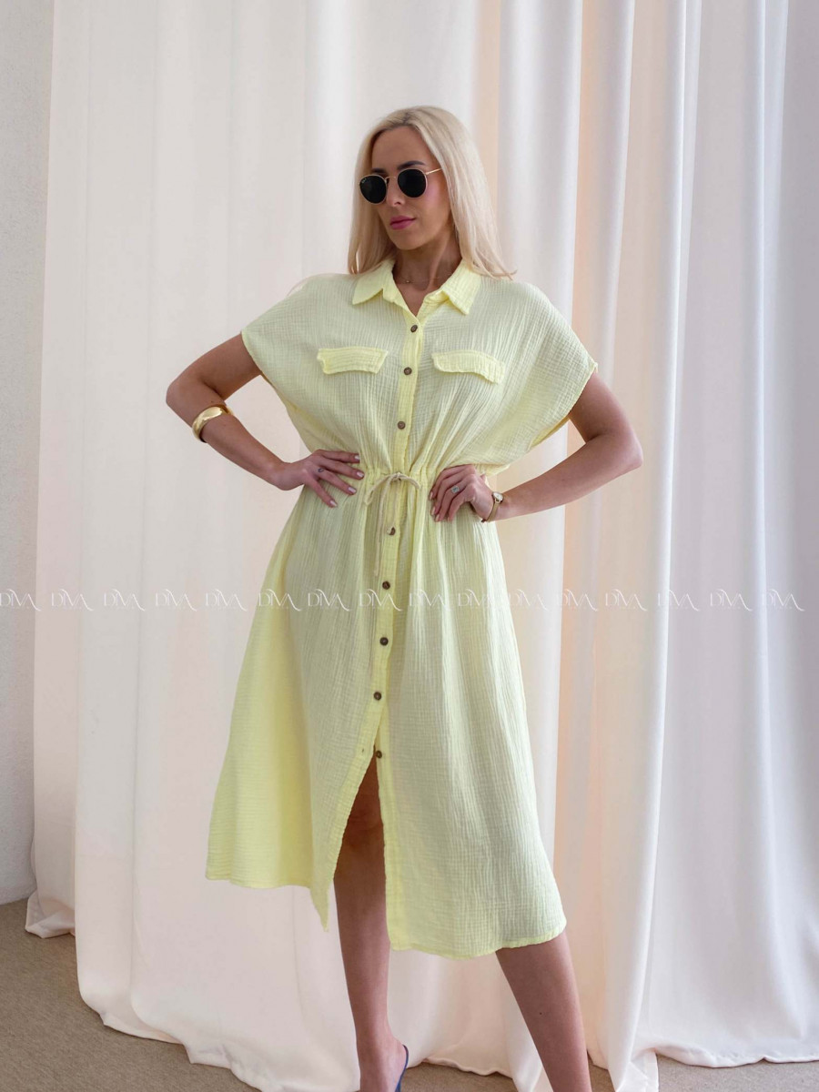 Mušelínové košeľové šaty Ria svetlo žlté AB 126