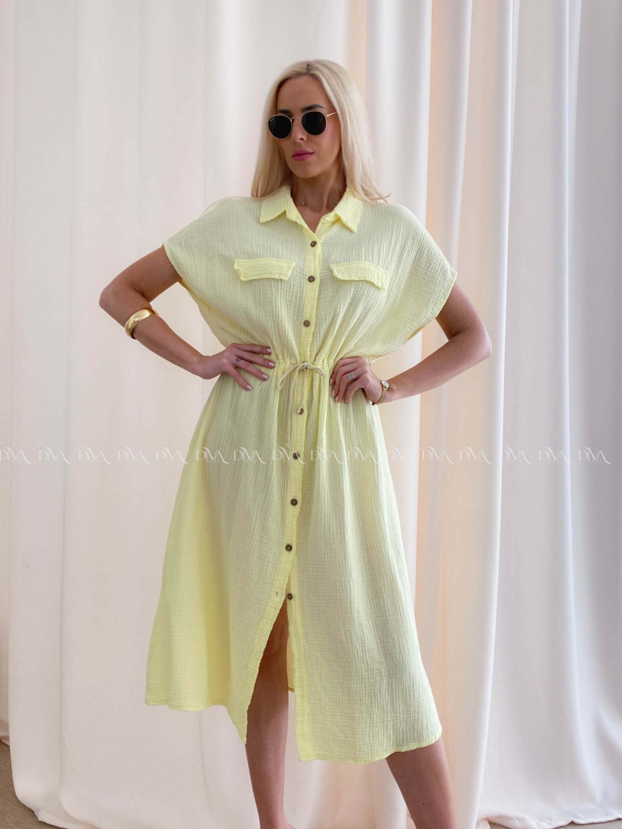 Mušelínové košeľové šaty Ria svetlo žlté AB 126