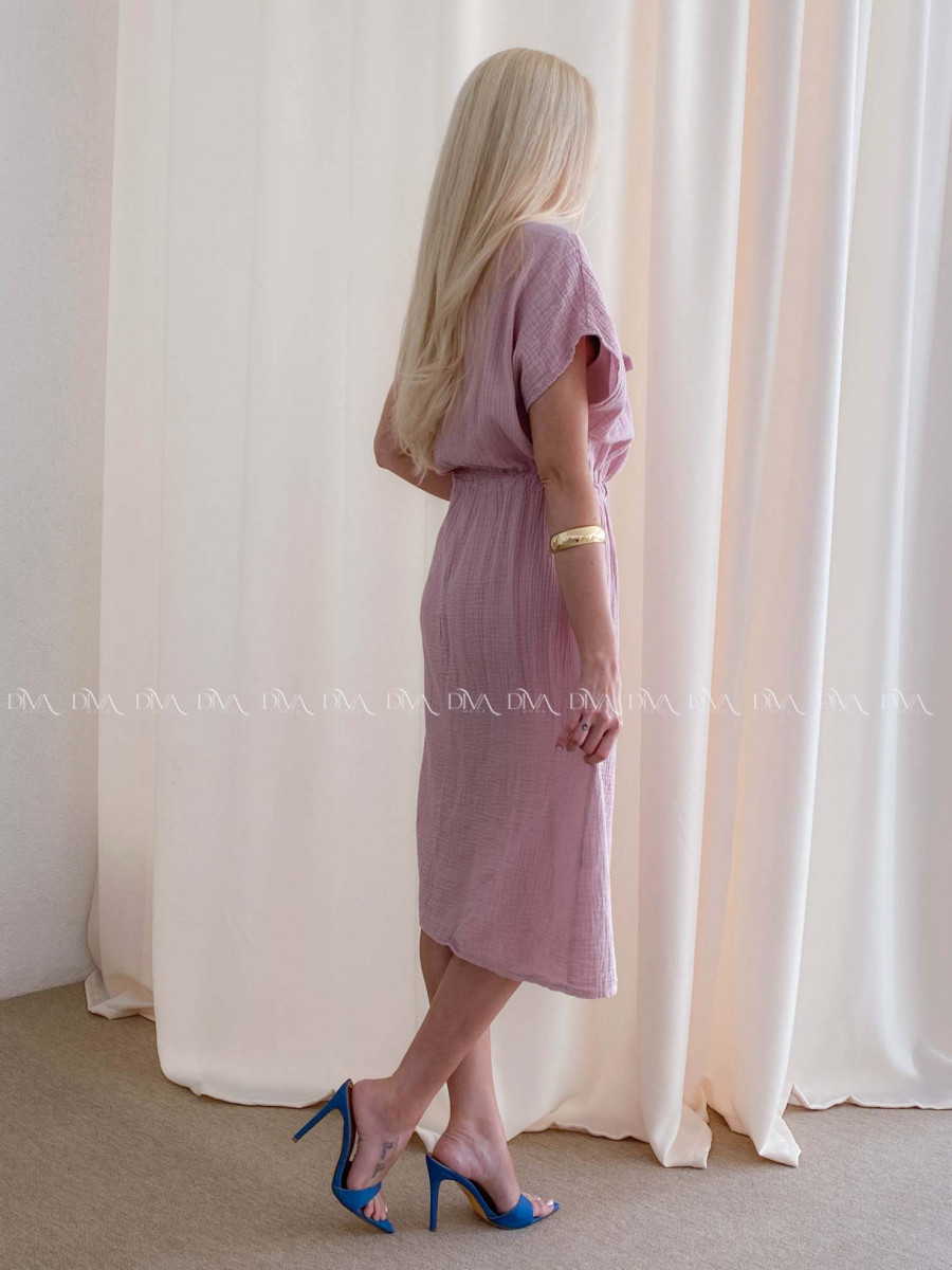 Mušelínové košeľové šaty Ria pudrovo ružové AB 126