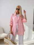 Predĺžená Mušelínová oversize košeľa ružová AB 313
