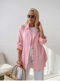 Predĺžená Mušelínová oversize košeľa ružová AB 313