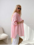 Predĺžená Mušelínová oversize košeľa ružová AB 313
