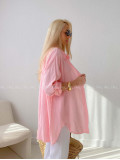 Predĺžená Mušelínová oversize košeľa ružová AB 313
